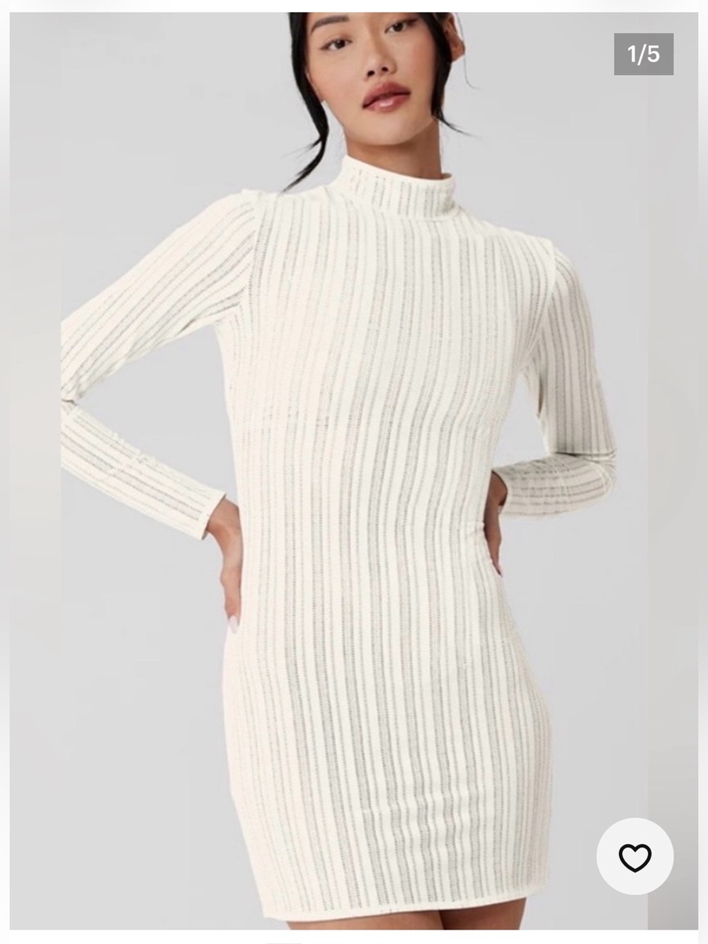 Alo Euphoria Ribbed Knit Dress in White NWT